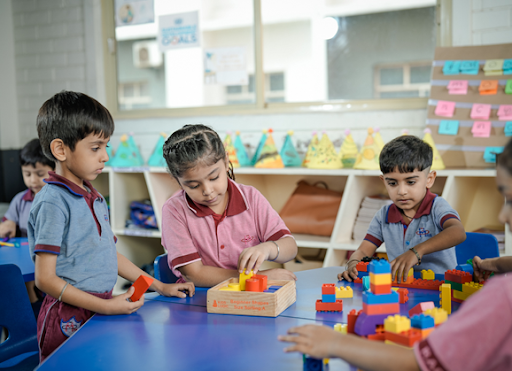 Early learners at MRIS, Sector 21C, Faridabad engaging in hands-on activities that support the Quick Calculations Programme through playful learning.